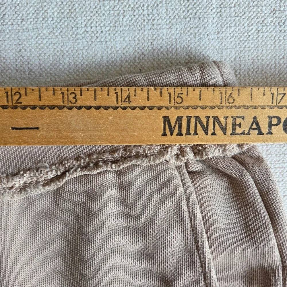 Eileen Fisher Tan Organic Cotton French Terry Wide Leg Pants Cropped Medium NEW
